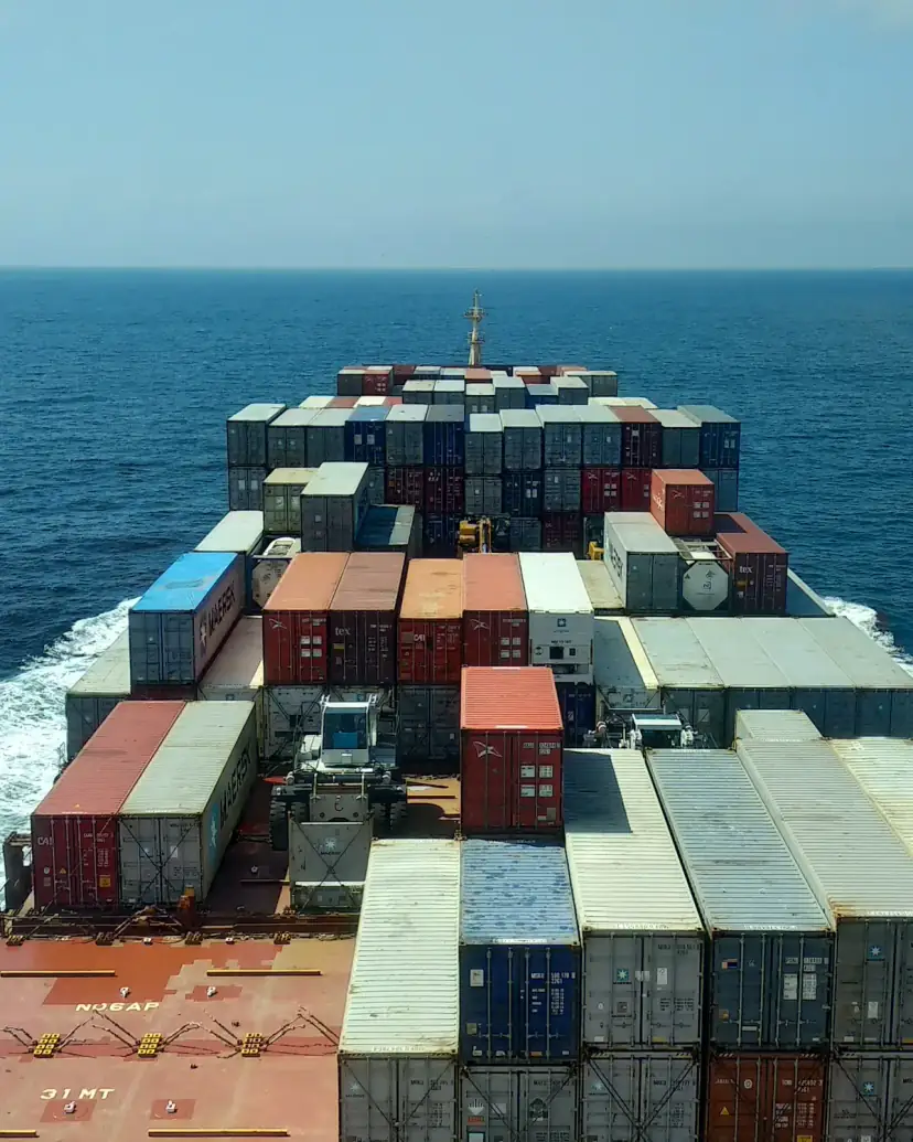 Container ship carrying freight from China to Australia
